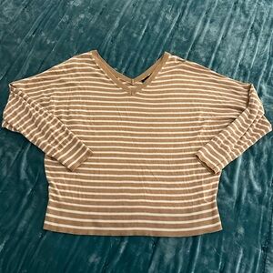 EUC Banana Republic Oversized Striped Forever Sweater - Camel/Cream